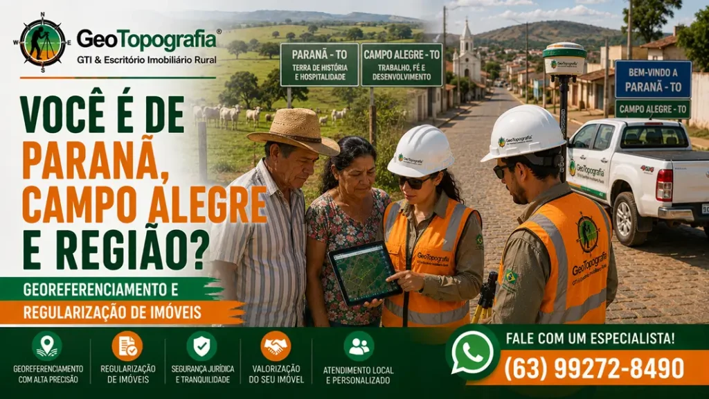 Equipe da GeoTopografia realizando georreferenciamento em Paranã/TO.