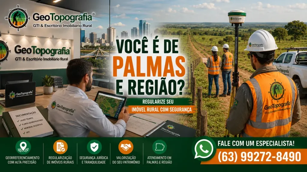 Equipe da GeoTopografia realizando georreferenciamento rural em Palmas/TO.