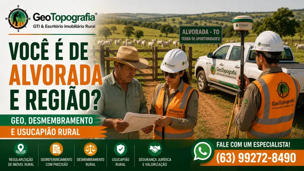 Equipe da GeoTopografia realizando regularização de imóvel rural em Alvorada/TO.