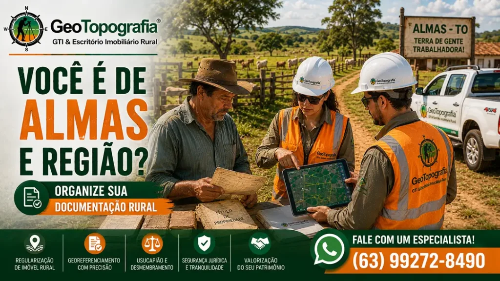 Equipe da GeoTopografia realizando regularização fundiária rural em Almas/TO.