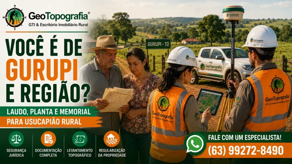 Equipe da GeoTopografia realizando usucapião rural em Gurupi/TO.