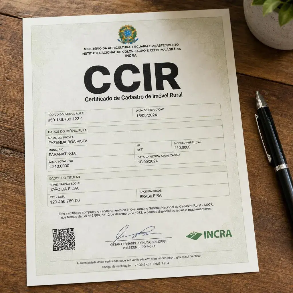 Certificado CCIR sobre a mesa